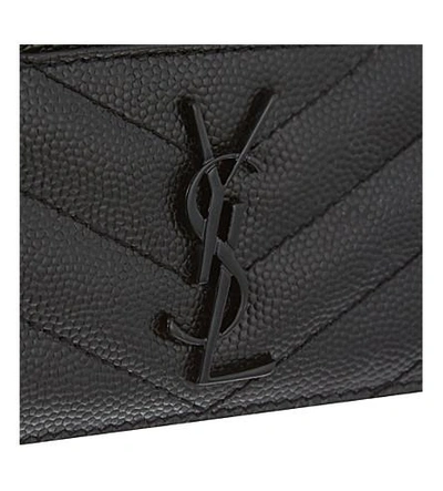 Shop Saint Laurent Quilted Leather Card Holder In Black