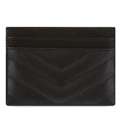 Shop Saint Laurent Quilted Leather Card Holder In Black