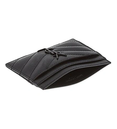 Shop Saint Laurent Quilted Leather Card Holder In Black