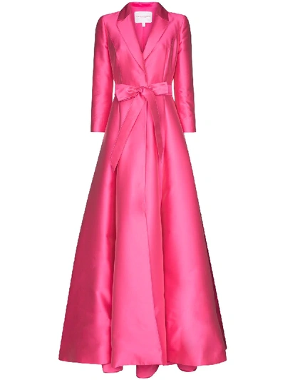 Shop Carolina Herrera Belted Tuxedo Maxi Dress In Pink