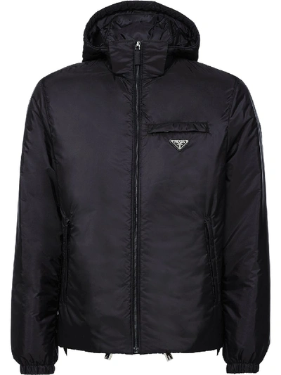 Shop Prada Re-nylon Puffer Jacket In Black