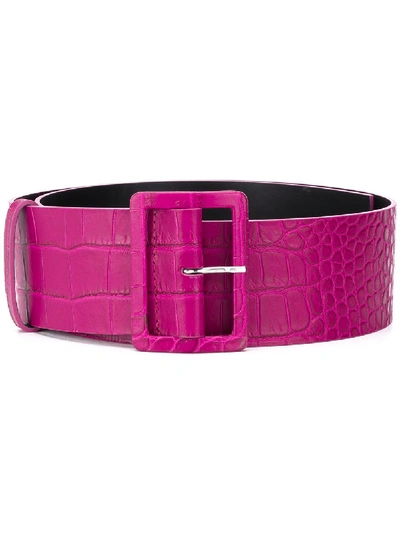 Shop Msgm Crocodile-embossed Leather Belt In Pink