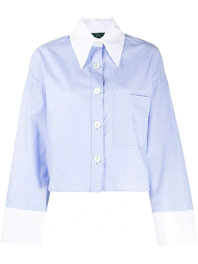 Shop Jejia Cropped Two-tone Shirt In Blue