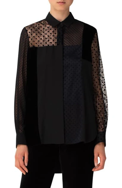 Shop Akris Punto Patchwork Tunic Blouse In Black