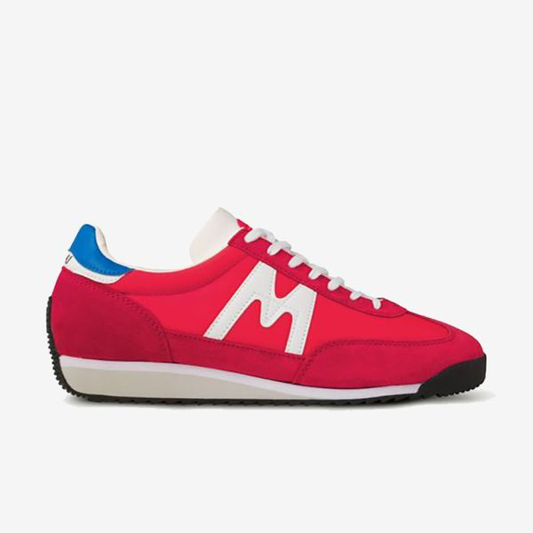 red and white trainers