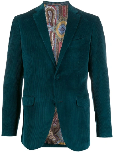 Shop Etro Single-breasted Corduroy Blazer In 201 Blue