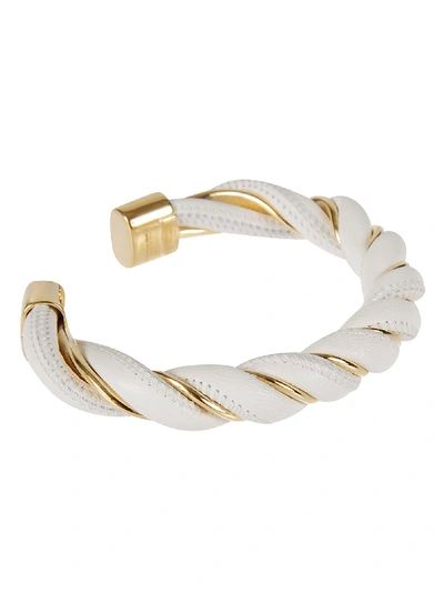 Shop Bottega Veneta Twisted Bracelet In White