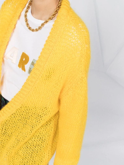 Shop Marni V-neck Cardigan In Yellow
