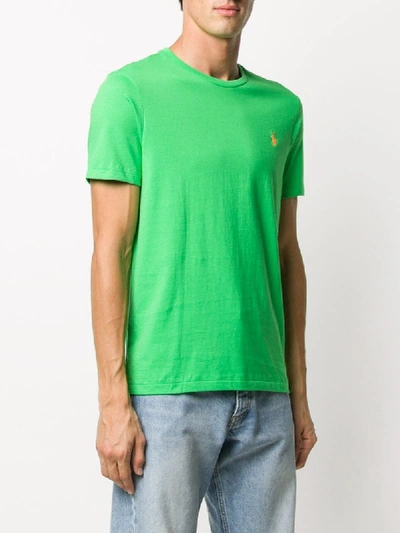 Shop Polo Ralph Lauren Embroidered Logo Cotton T-shirt In Green