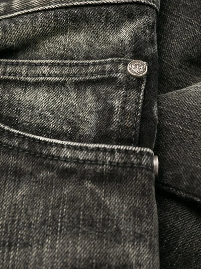 Shop Balmain Ripped-detail Skinny Jeans In Black