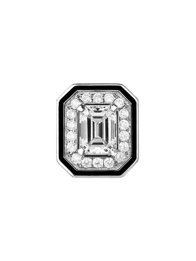 Shop Boucheron 18kt White Gold Diamond Vendôme Liseré Stud Earrings In Silver