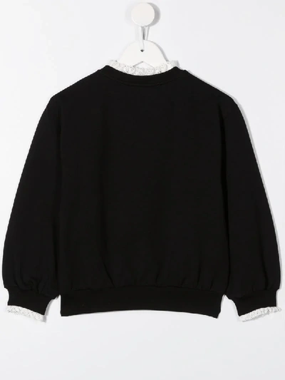 Shop Philosophy Di Lorenzo Serafini Lace-trim Embroidered Sweatshirt In Black