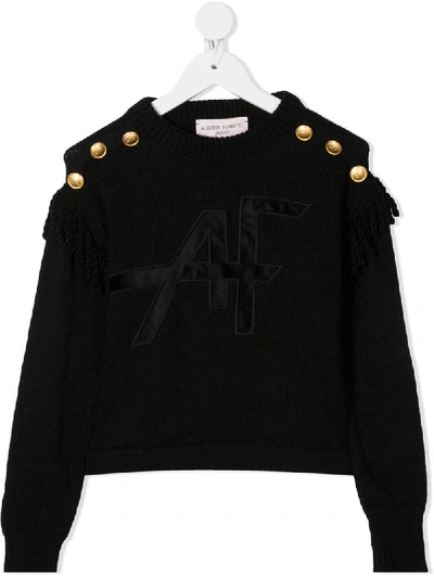 Shop Alberta Ferretti Buttoned Logo Patch Jumper In Black