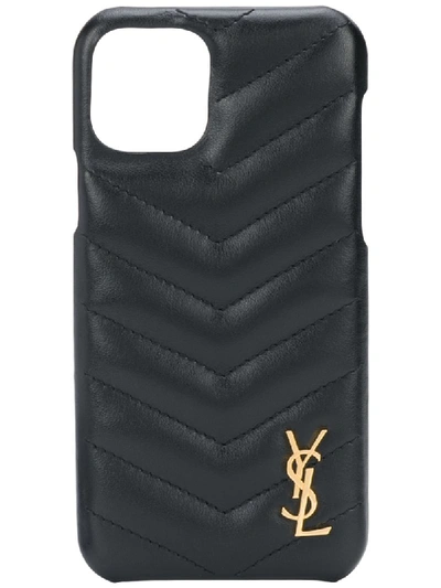 Shop Saint Laurent Monogram Quilted Iphone 11 Case In Black
