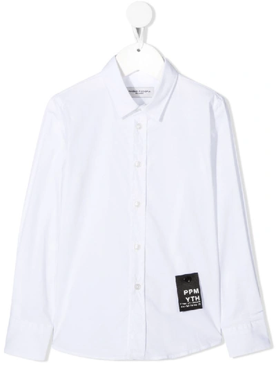 Shop Paolo Pecora Logo Patch Button-down Shirt In White