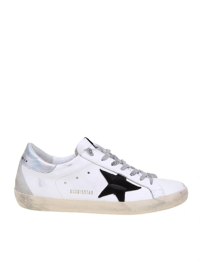 Shop Golden Goose Superstar Sneakers In White Leather In White/black
