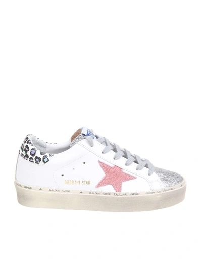 Shop Golden Goose Hi Star Sneakers In White Leather In Silver/white