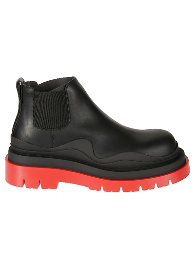 Shop Bottega Veneta High Platform Boots In Black/red