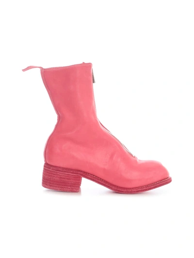 Shop Guidi Mid Front Zip Boots Sole Leather In T Pink