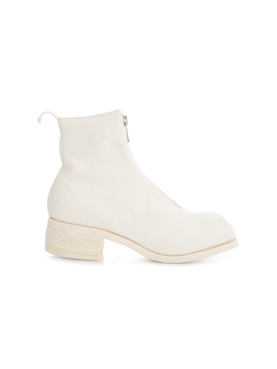 Shop Guidi Front Zip Boots Sole Leather In T White