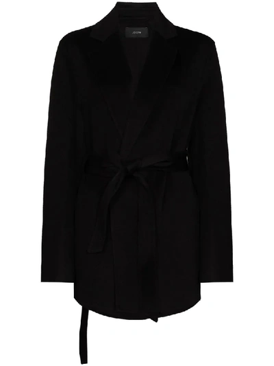 Shop Joseph Cenda Double-face Belted Coat In Black