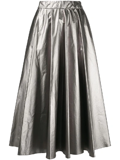 金属感褶饰中长半身裙