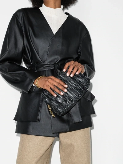 Shop Elleme Vague Woven Leather Shoulder Bag In Black