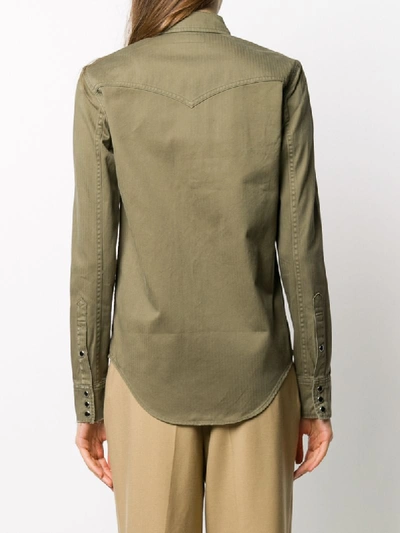 Shop Saint Laurent Button-up Long-sleeve Shirt In Green