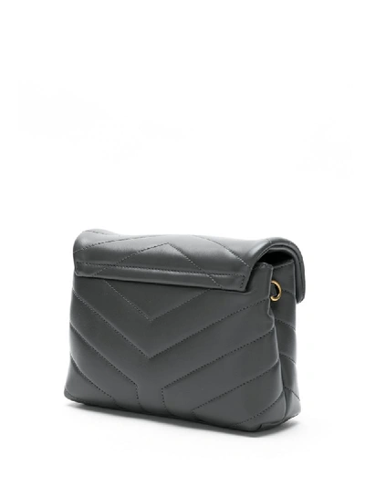 Shop Saint Laurent Loulou Toy Leather Shoulder Bag In Grey