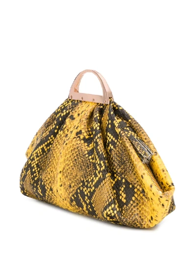 Shop The Volon Snakeskin Print Tote In Yellow