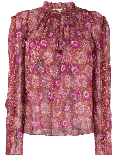 Shop Ulla Johnson Long-sleeve Ruffle Blouse In Pink