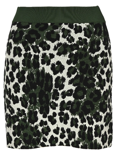 Shop Kenzo Leopard Jacquard Skirt In Green