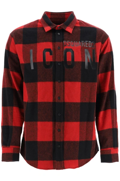 Shop Dsquared2 Icon Chechered Shirt In Red Multi (red)