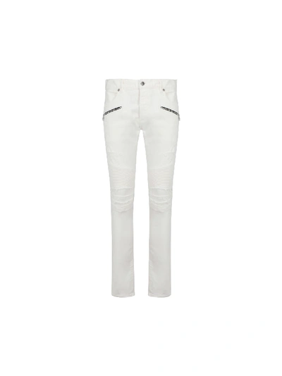 Shop Balmain Denim Pants In Blanc