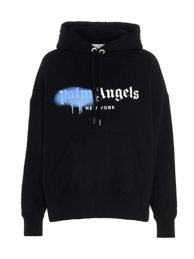 Shop Palm Angels Ny Sprayed Logo Hoodie In Black