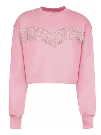 Shop Chiara Ferragni Crystal Fringe Sweatshirt In Pink