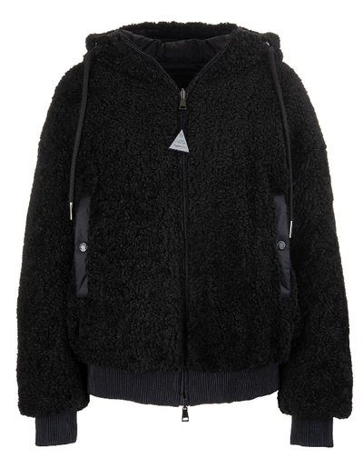 Shop Moncler Black Reversible Teddy Woman Jacket