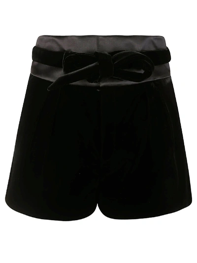 Shop Saint Laurent Belted-waist Shorts In Black