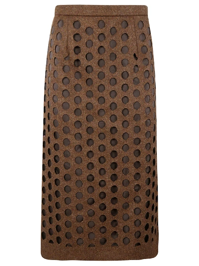 Shop Maison Margiela Perforated Skirt In Melange Tobacco