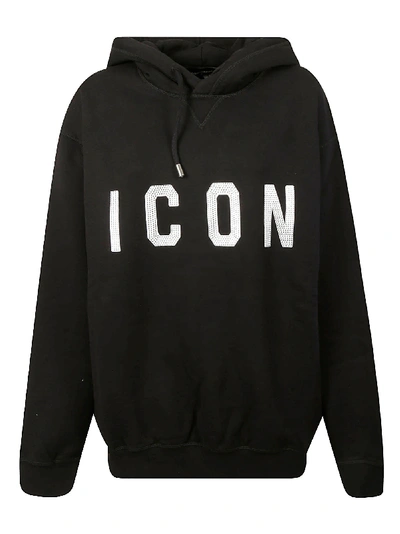 Shop Dsquared2 Icon Hooded Sweatshirt In Black/white