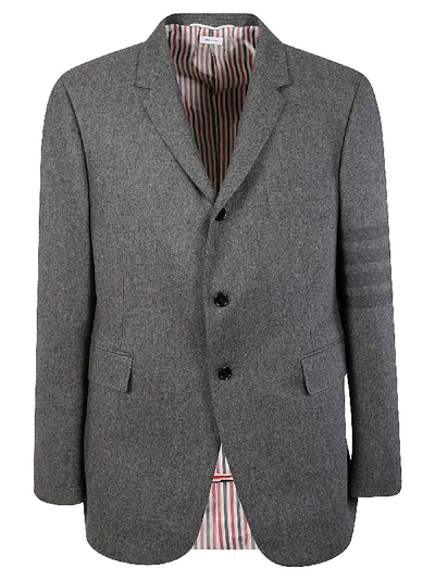 Shop Thom Browne Classic 4 Bar Flannel Blazer In Medium Grey