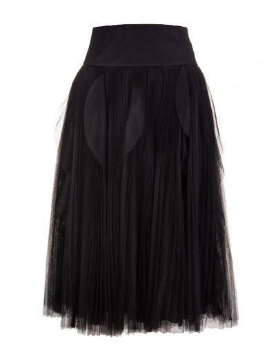 Shop Ermanno Scervino Black Tulle Midi Skirt In Nero
