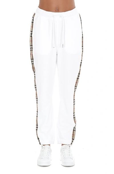 Shop Burberry Check Panels Pants In White