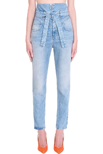 Shop Attico Jeans In Cyan Denim