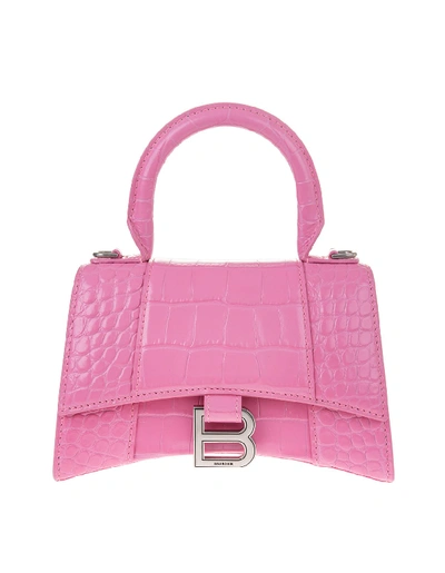 Shop Balenciaga Xs Hourglass Handbag In Baby Pink