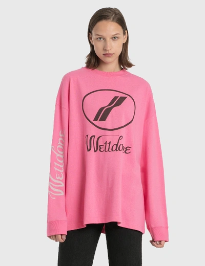 Shop We11 Done We11done Print Logo Long Sleeve T-shirt In Pink