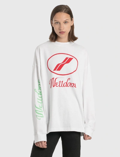 Shop We11 Done Print Logo Long Sleeve T-shirt In White