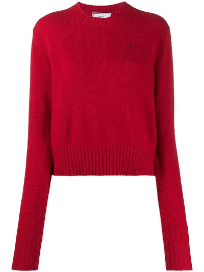 Shop Ami Alexandre Mattiussi Ami De Coeur Cashmere Jumper In Red