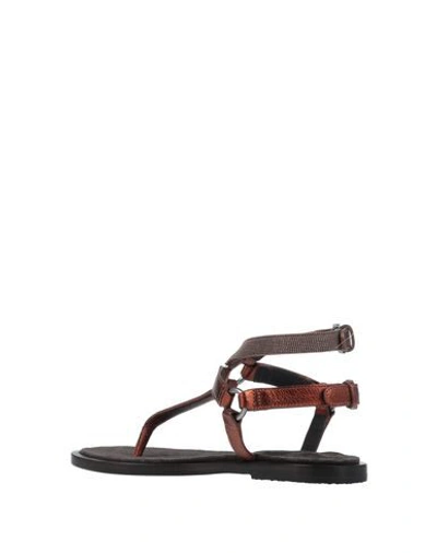 Shop Brunello Cucinelli Toe Strap Sandals In Rust