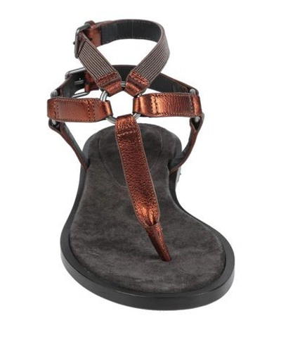 Shop Brunello Cucinelli Toe Strap Sandals In Rust